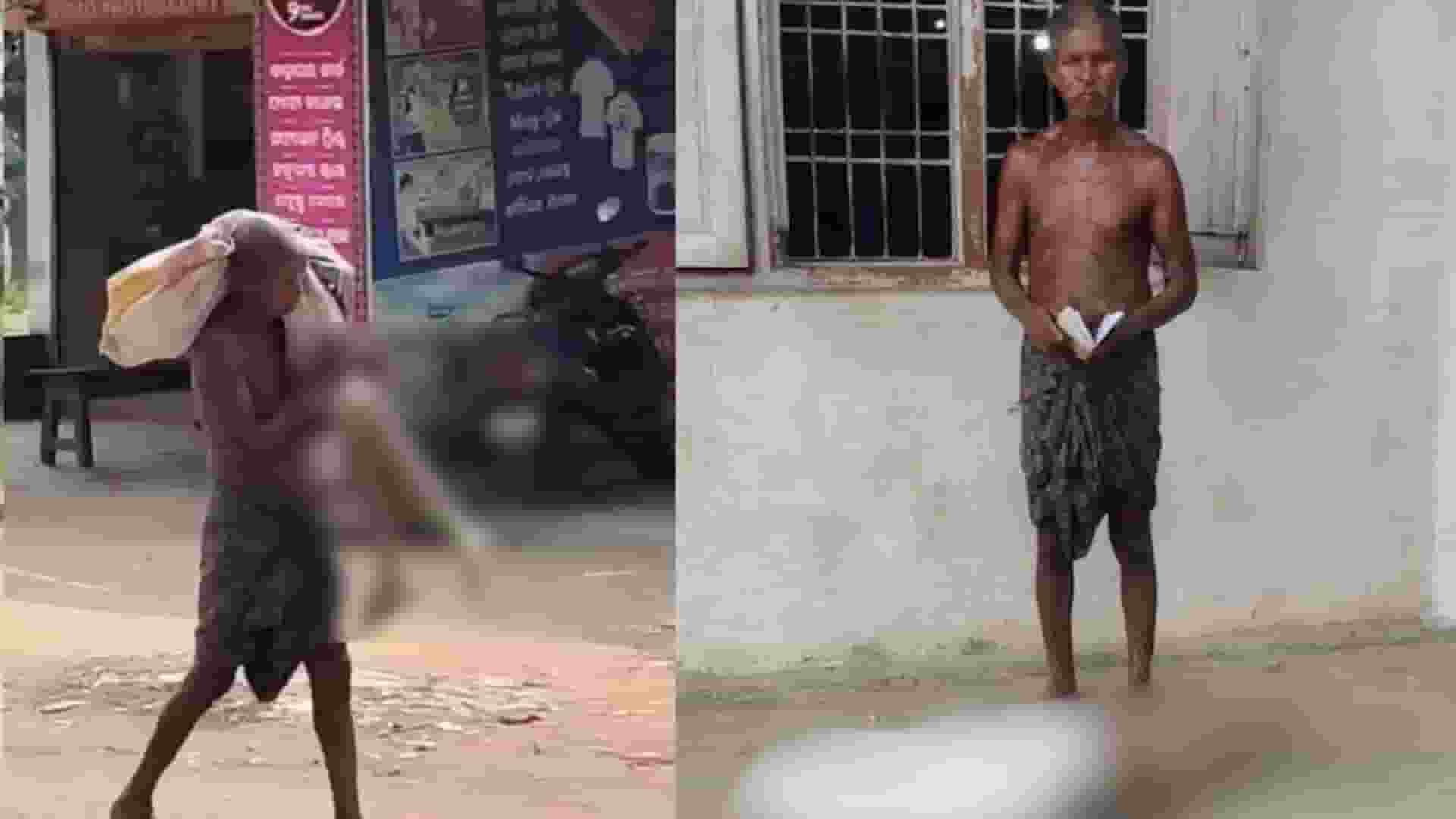 Man carries  skeleton