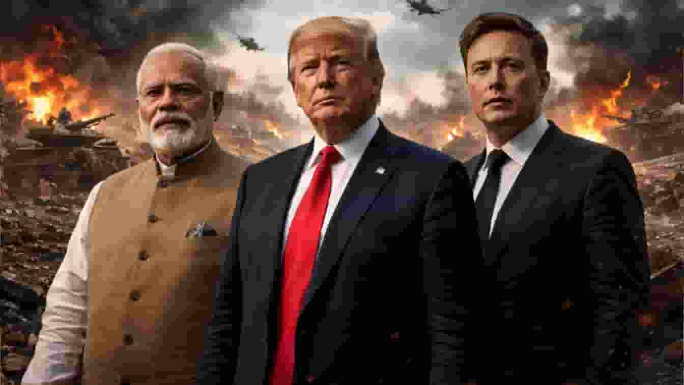 PM MODI DONALD TRUMP AND ELON MUSK