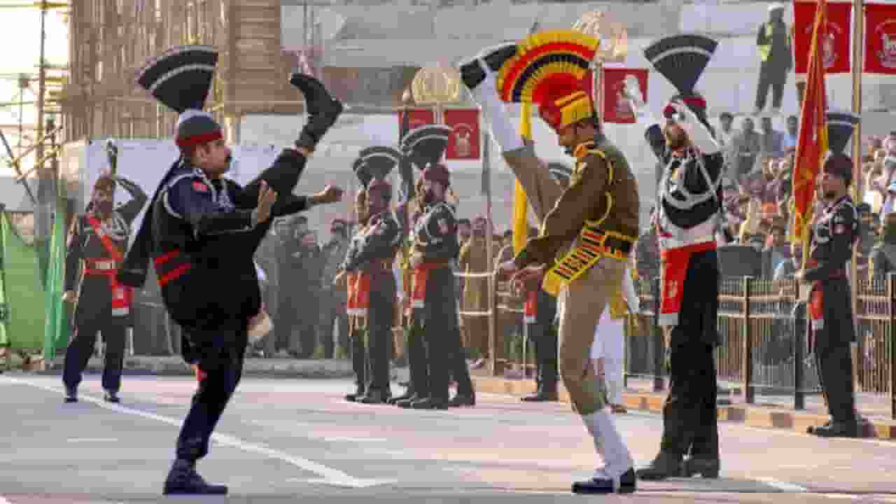 beating retreat ceremony at vagha border