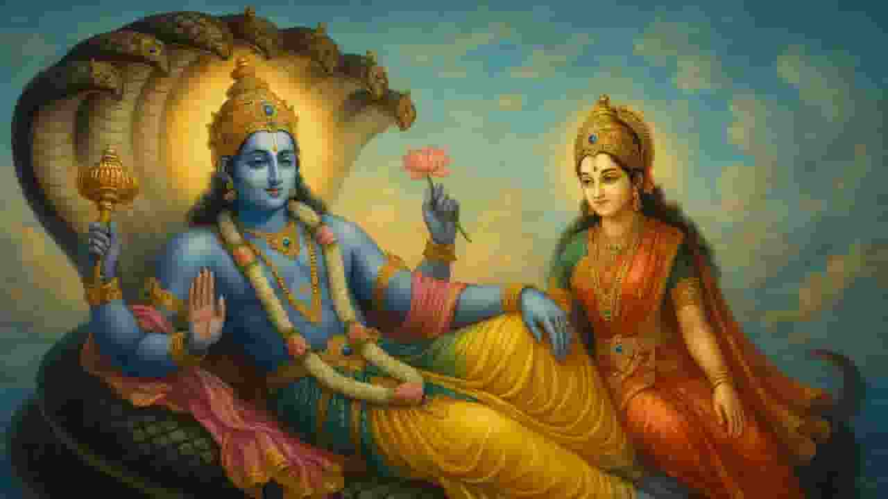 Image Bhagwan Vishnu and Mata Lakshami