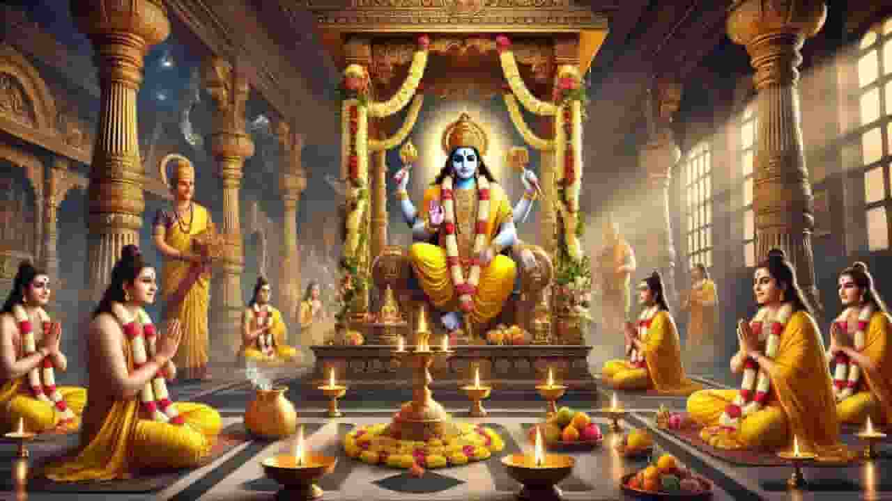 AI Image of Lord Vishnu in Temple