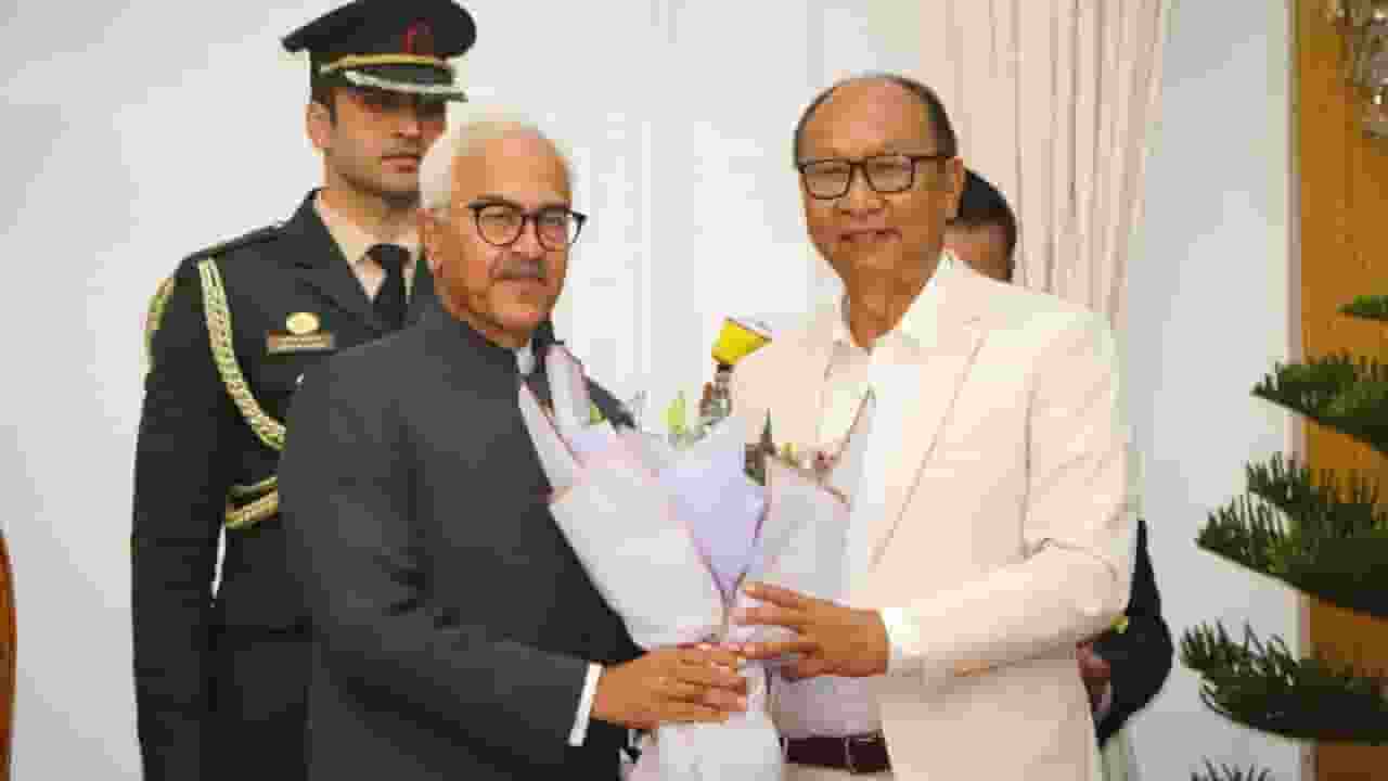 Manipur Governor Ajay Kumar Bhalla felicitates Manipur CM Yumnam Khemchand Singh