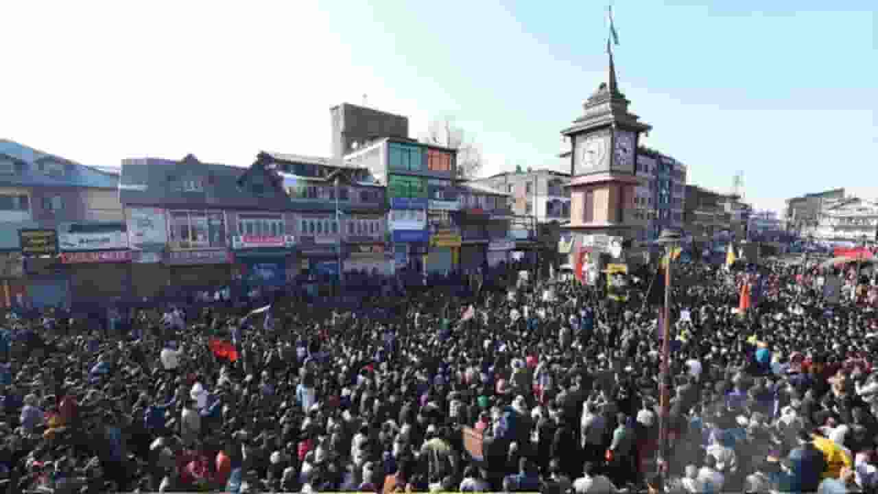 Shia community protests in Lal Chowk, Jammu and Kashmir