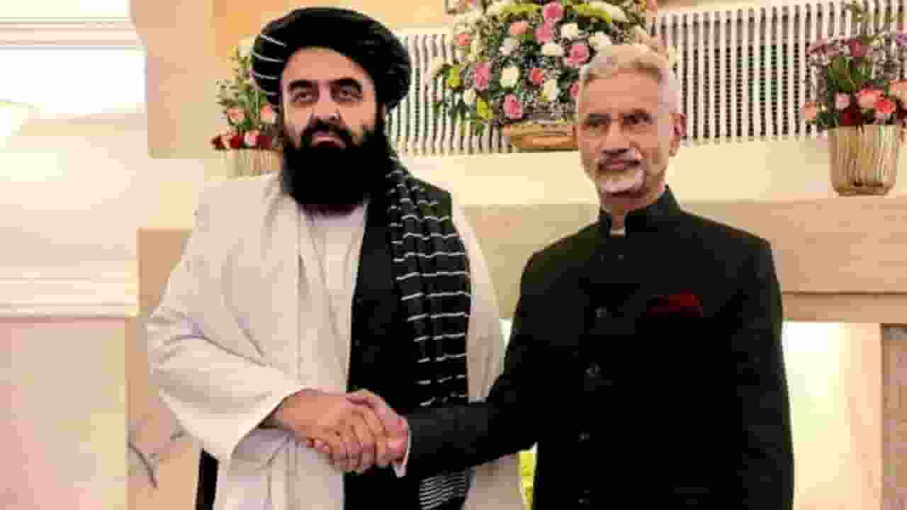 Amir Khan Muttaqi and S. Jaishankar.