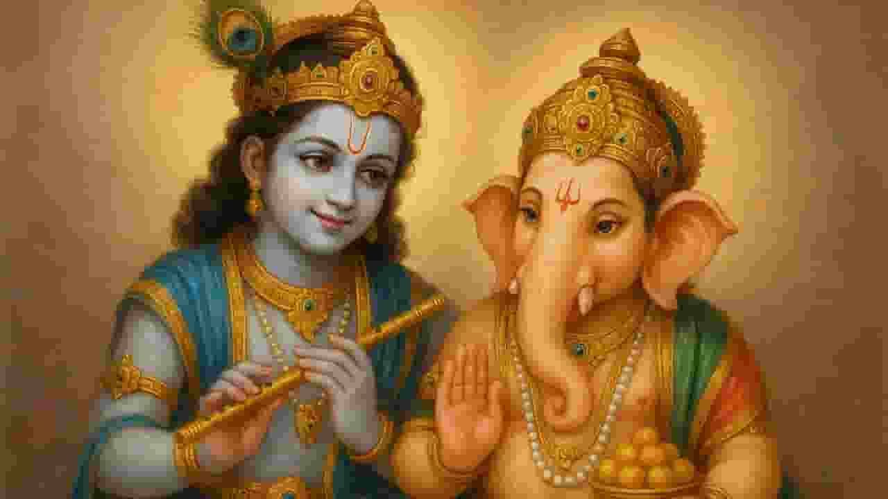 Lord Krishna and Ganesh Ji representational picture
