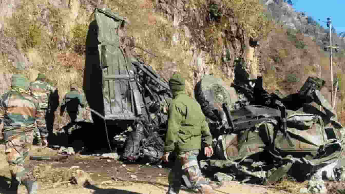 army vehicle plunges into a gorge