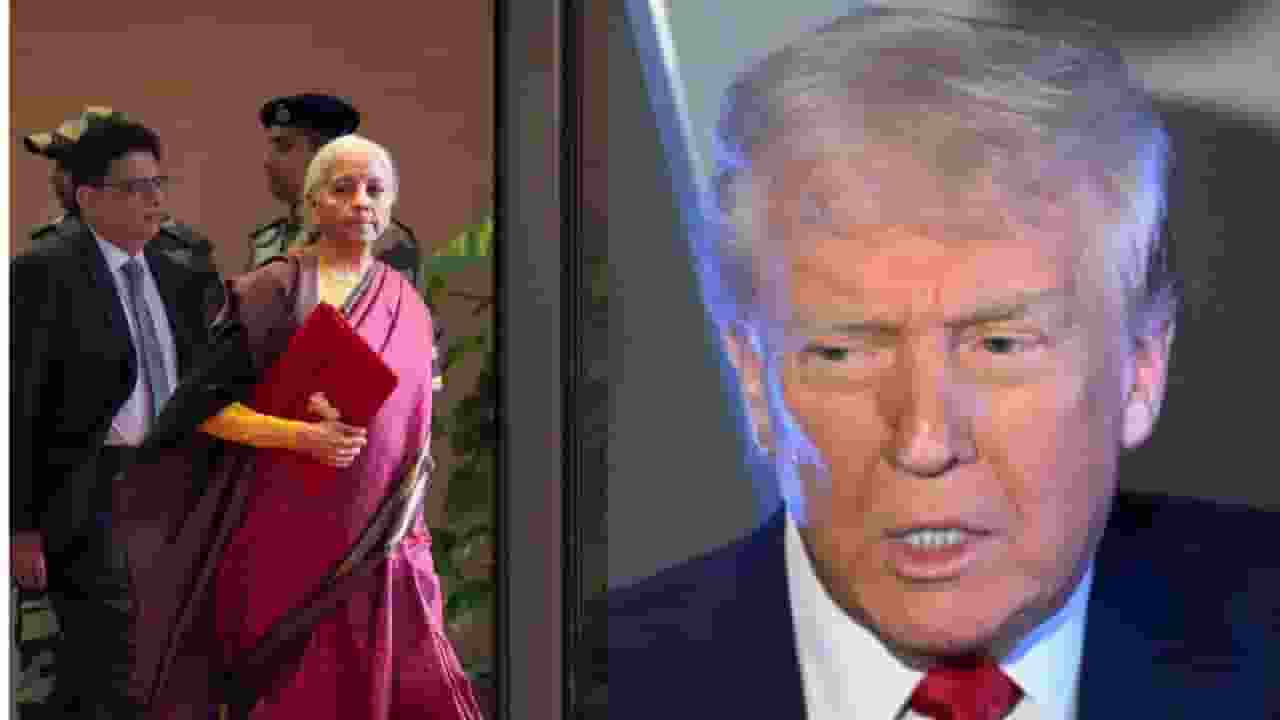 Finance Minister Nirmala Sitharaman and Donald Trump.