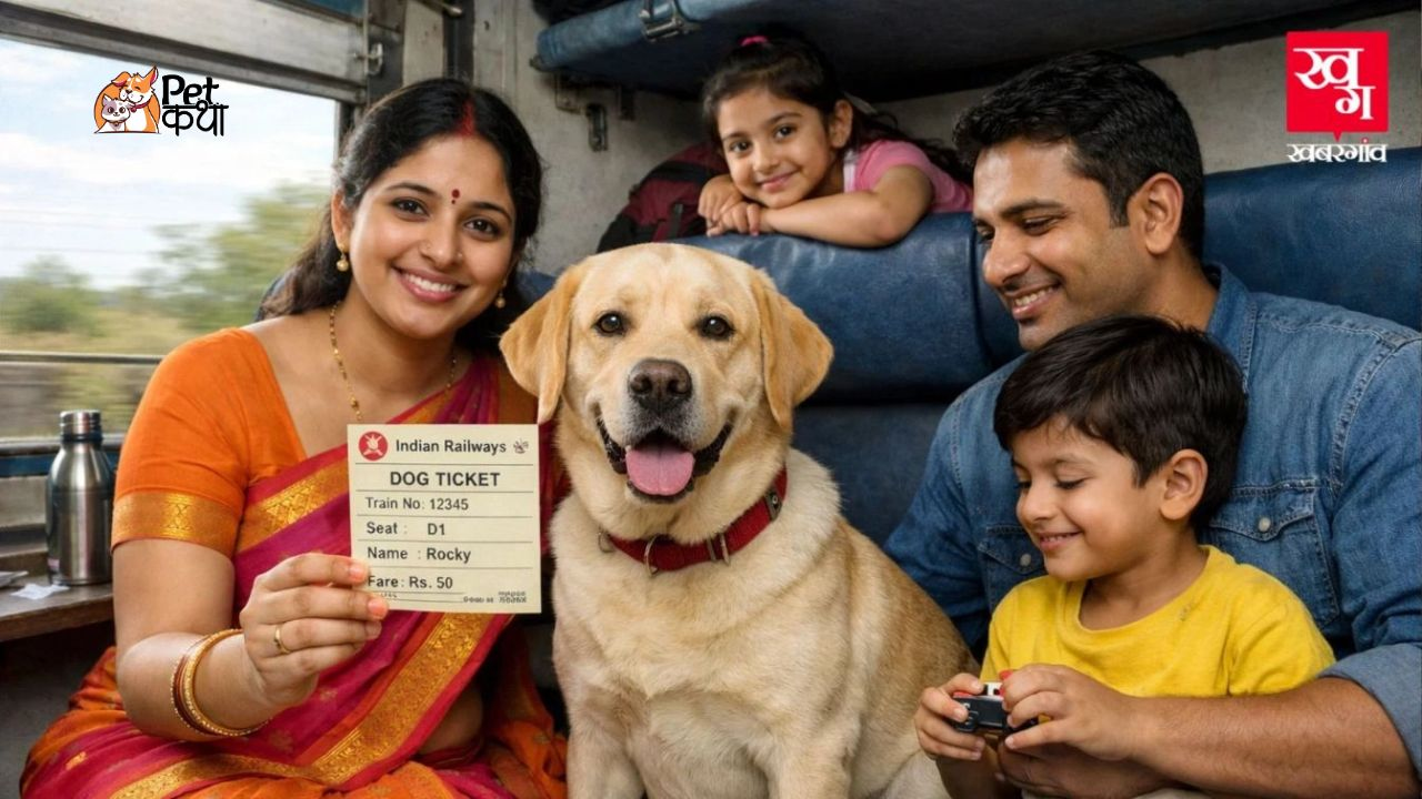 ai generated image of people travelling in a train with pet dog