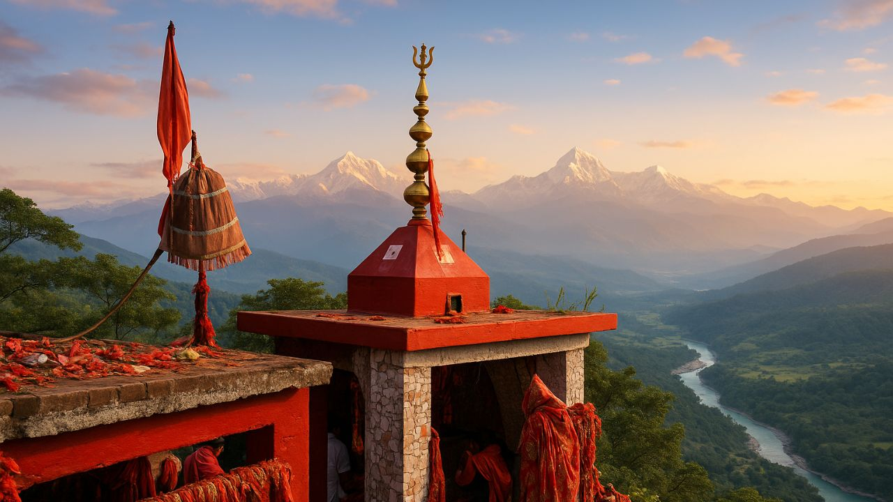 मां पूर्णागिरि मंदिर: वह शक्तिपीठ जहां गिरी थी माता सती की नाभि Ai Image of maa purnagiri temple